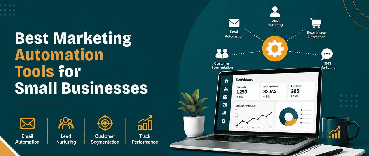 Best marketing automation tools for small businesses cover image showing automated email and workflow icons